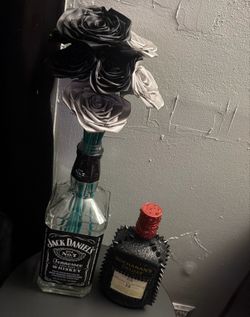 Jack Daniel's Bottle Vase with Roses