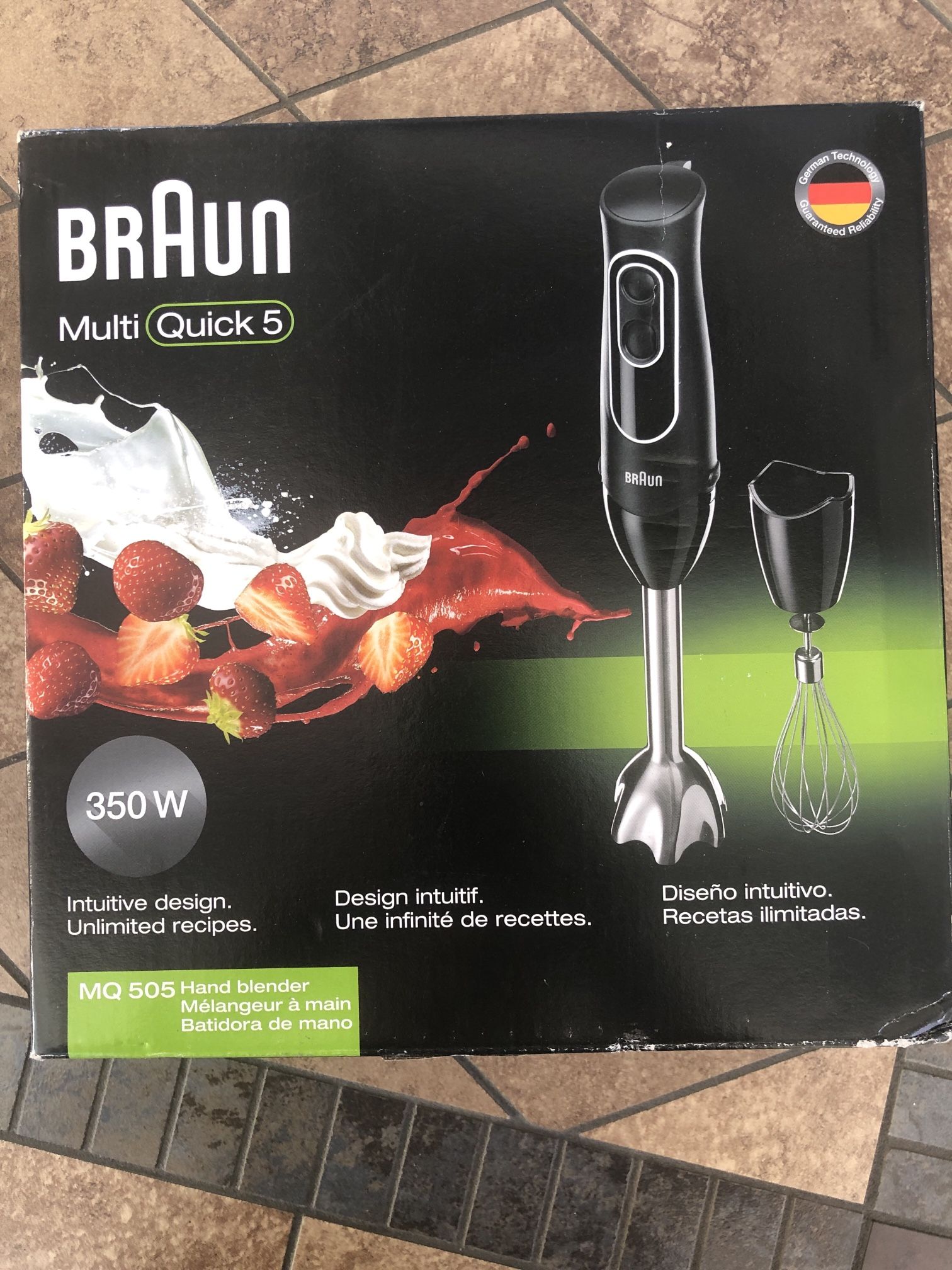 Braun MultiQuick 5 Immersion Hand Blender Patented Technology - Powerful 350 Watt - Dual Speed - Includes Beaker, Whisk, 505, Black