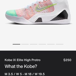 Kobe IX Elite High Proto Size 8.5 DS