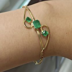Bracelet Solid Gold 18 K With Colombian Emeralds 