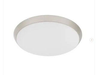 Commercial Electric 15 in. Brushed Nickel Motion Sensor Integrated LED Dimmable Selectable CCT Flush Mount Indoor Ceiling Light