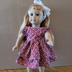 Handmade 18" Doll Dress - Red