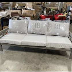 Assembled New Outdoor Aluminum 3-Seat Sofa Patio Couch with 5.9'' Thick Cushions Weather-Resistant
