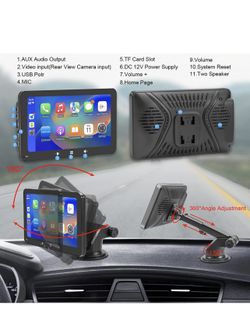  Portable Wireless Apple CarPlay and Android Auto Car Stereo,  7'' Touch Screen Car Stereo,Carplay Screen for Car Radio with Backup  Camera,Wireless AirPlay,Mirror Link,Bluetooth 5.0 Handsfree/FM/AUX/MIC :  Electronics