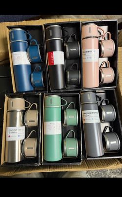 Vacuum Bottle Set w 2 Cups - 500ml Hot/Cold