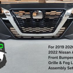 For 2019 2020 2021 2022 Nissan Altima Front Bumper with Grille & Fog Lights Assembly Set
