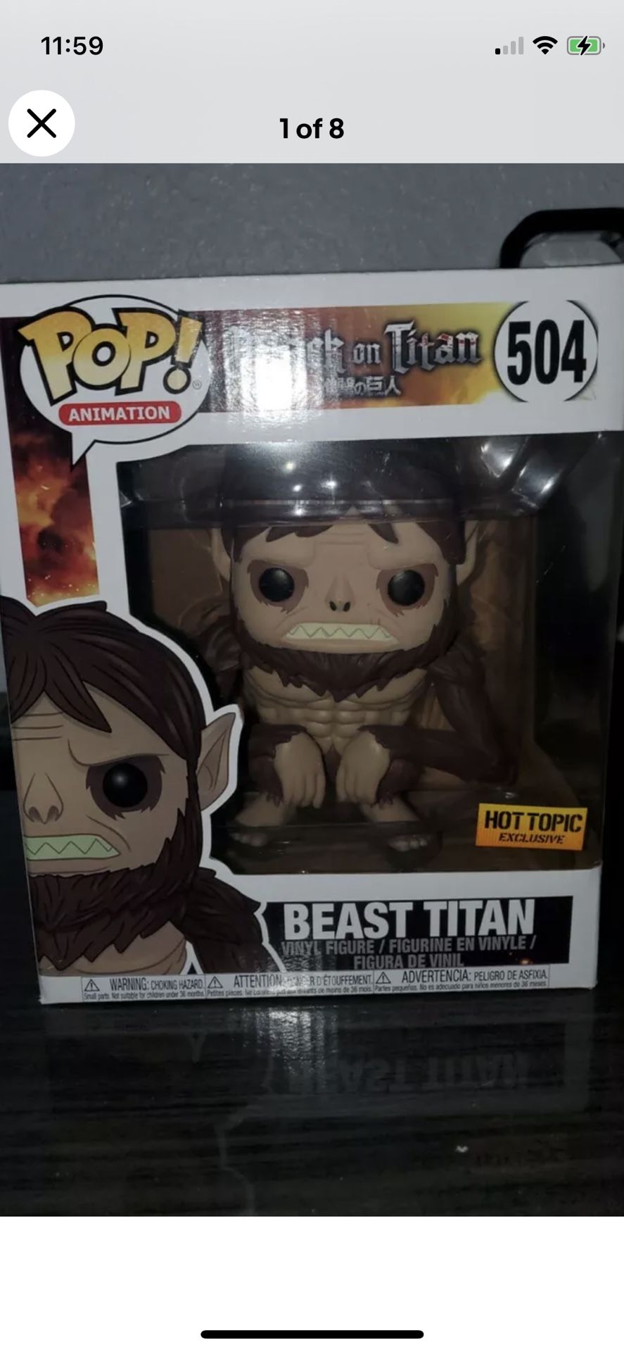 Funko Pop 6 Inch Exclusive Anime Attack On Titan Beast Titan Brand New