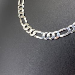 925 Sterling Silver Flat Figaro 5.9mm 28” 22.20grams 156470 2