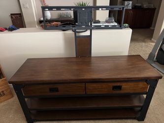 Industrial Wood and Metal TV Stand with Drawers