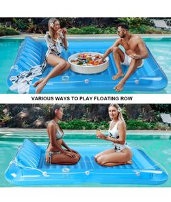 Brand New Inflatable Pool Floats Boat for Adults, Blow Up Tanning Pool Raft Tub with Inflatable Pillow for Outdoor, Garden, Summer Water Party