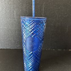 Starbucks 2022 Christmas Holiday Azure Blue Jeweled 24 Oz Tumbler 