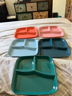 Divided plates trays set of 5 portions controls