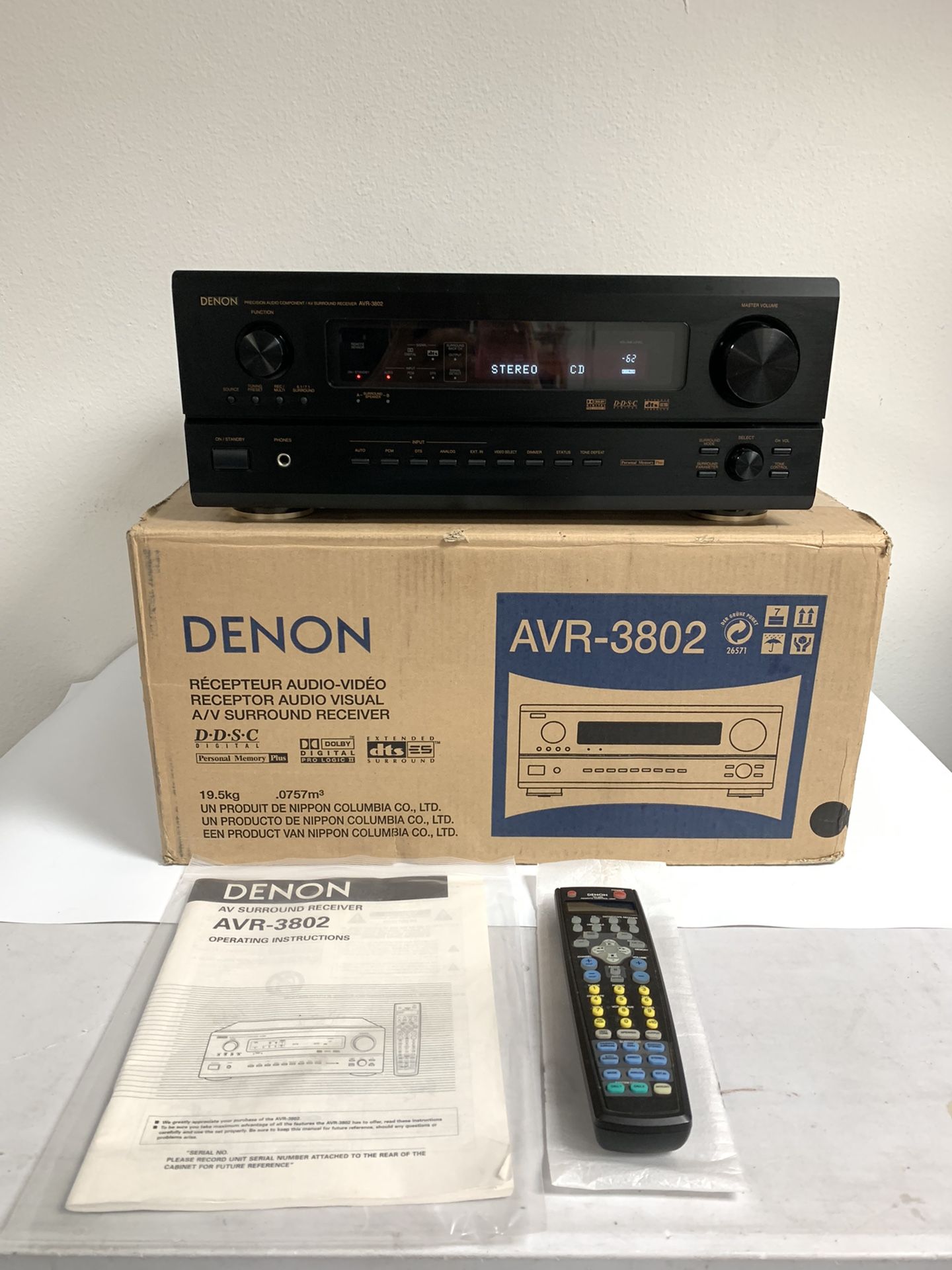 Denon AVR-3802 AV Receiver 7.1 - 110 Watt Per Channel Bundled With Remote