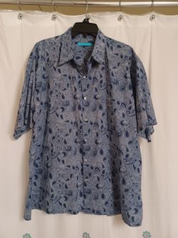 Tori Richard Blue Paisley Short Sleeve Cotton Lawn Lightweight Mens XL EUC