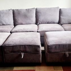 Four Seat Sofa With 3 Ottomans