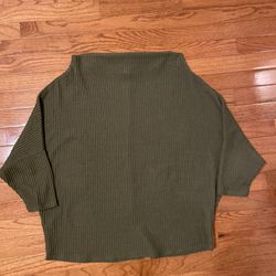 Olive Waffle Knit  Boatneck Top Size Small 