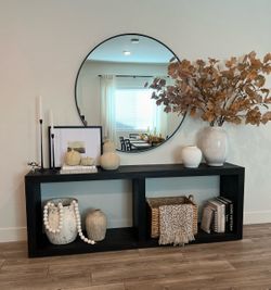 Pottery Barn Folsom Grand Console Wood Entry Table (84") Black Charcoal