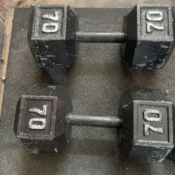 Pair Of 70 Lbs Dumbbells 