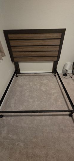 Queen Bed Frame with Wood Panel Headboard