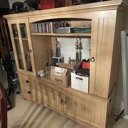 Wood Entertainment Console Tv Stand And Storage Cabinet 