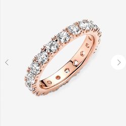 Sparkling Eternity Row Ring Size 56 7.5 Rosegold Plated