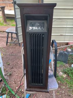 Electric Tower Space Heater with Wood Cabinet