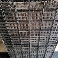 Large Collapsible Dog Cage With Large Blue Pillow For Dog