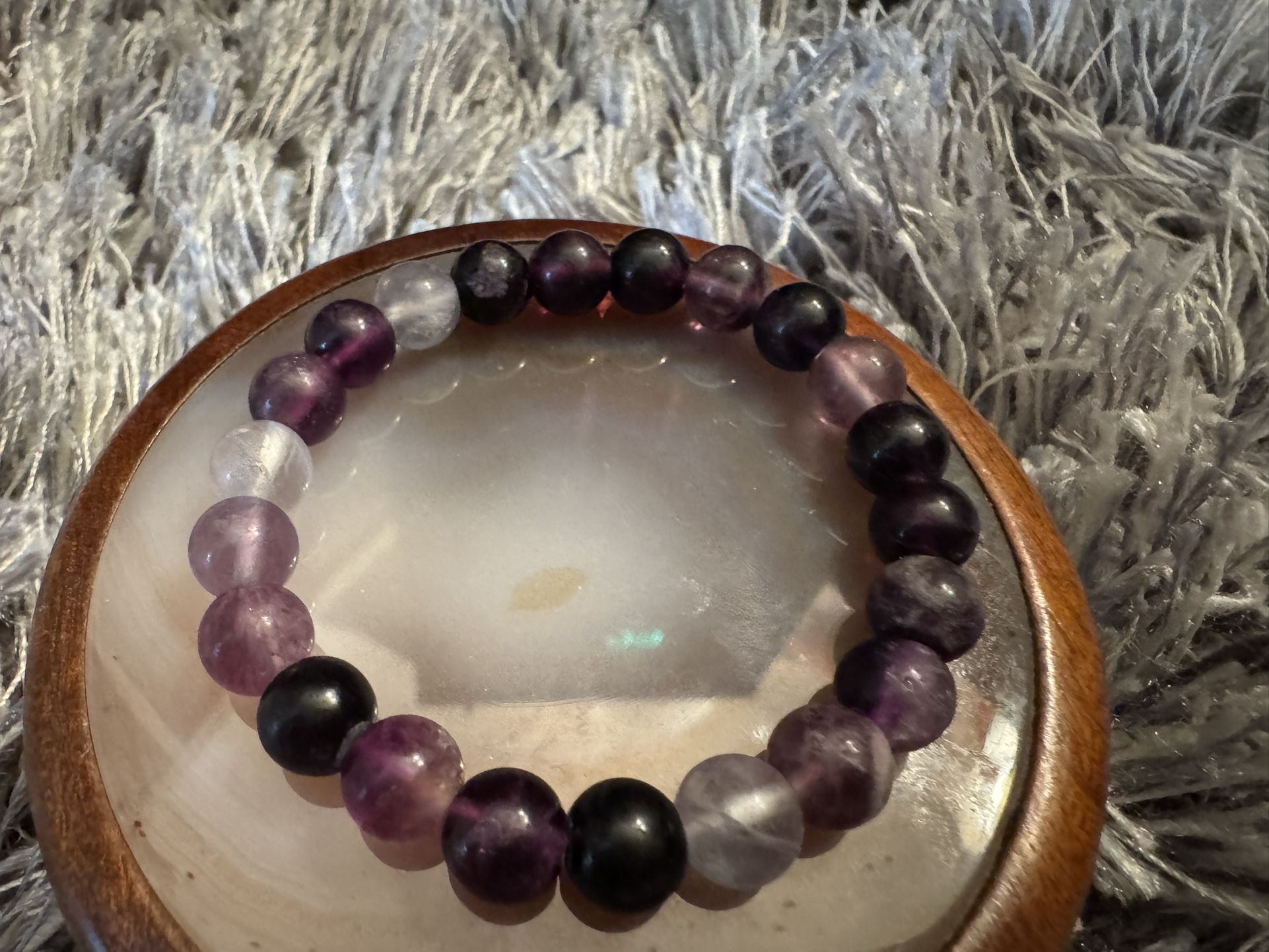 Natural Amethyst Beaded Bracelet – 10mm Gradient Purple Crystals