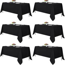 Black Tablecloths for Rectangle Tables, 6 Pack - 70 x 120 Inches