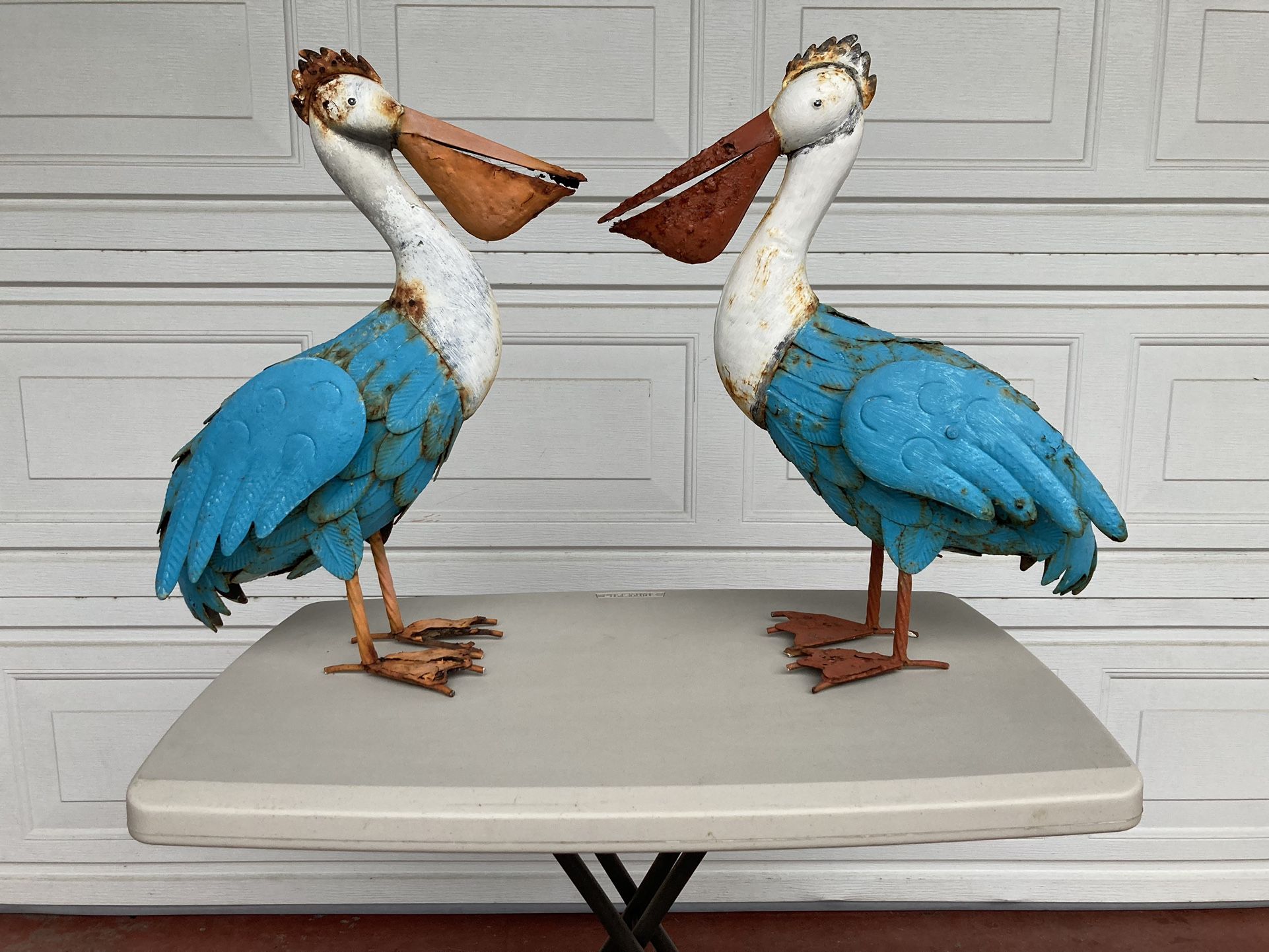 Metal Pelican Yard Art Nautical Decor