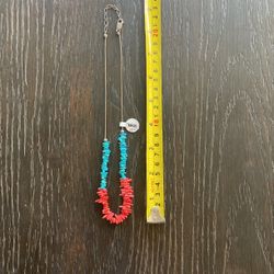 Indian Canyons Trading Post Turquoise And Coral (?) Beaded Necklace  Choker