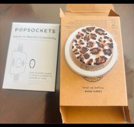 Brand New PopSockets PopGrip Leopard Print with Magnetic Adapter