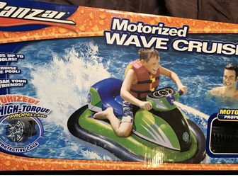 Brand New MOTORIZED INFLATABLE JET SKI Kids Fun Pool Vacation Lake Toy with WATER BLASTER !!!