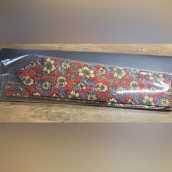 Vintage Men's Neck Tie Gold Red Blue Floral 54L 3.75W 90s Multi-Colored
