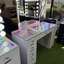 Premium RGB Lights Makeup Vanity with 11 Drawers and LED Mirror (2.4)