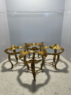 Vintage Gold Brass Ornate Candle Holders Set of 4