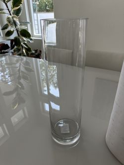 Glass Vase Round 14” Tall 4 “ Diameter