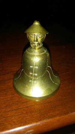Vintage asian man brass bell figurine