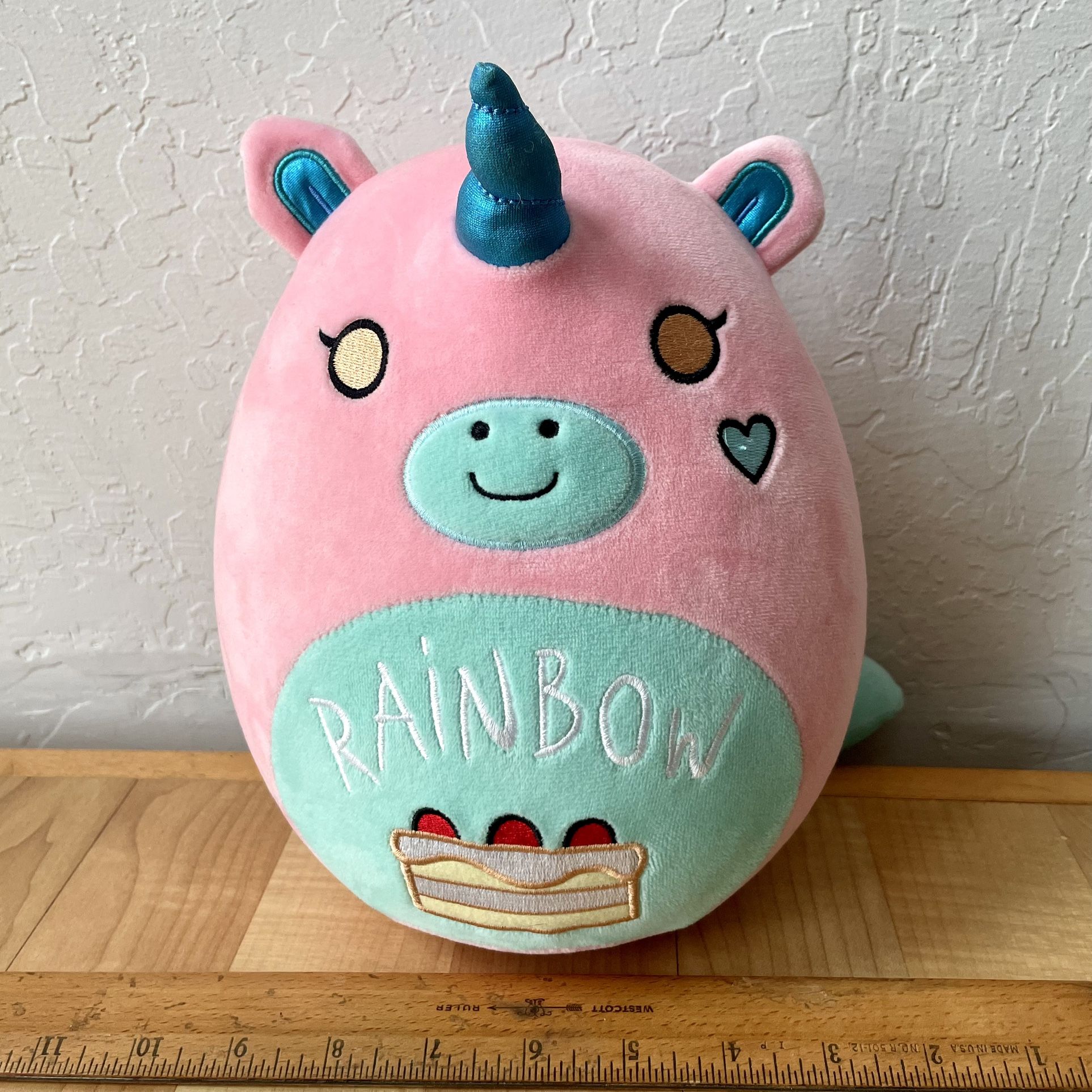 ItsFunneh The Krew Plushie Rainbow Unicorn Plush 10" - Pink With Blue Horn