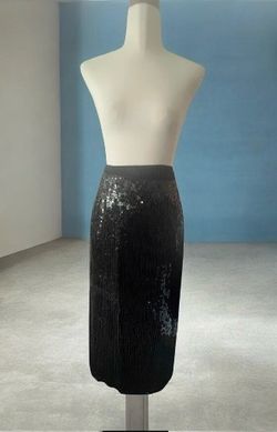 Long black sequence skirt