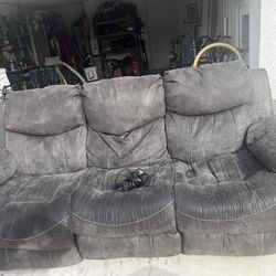 Two Seat Recliner / Three Person Couch - Grey