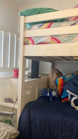 White wooden twin bunk beds $250no longer need moving