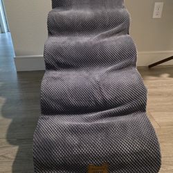 5-Step Dog Stairs for 30 Inch High Beds & 20-30 Inch Couch Bed, Non-Slip Balanced Indoor Pet Ramp Stairs for Small Old Large Dogs Cats to Get on Bed 3