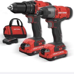 CRAFTSMAN V20 MAX Cordless Drill and Impact Driver, Power Tool Combo Kit with 2 Batteries and Charger 