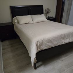 Queen Bed Frame With Bedside Tables