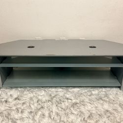 Grey Wood TV Stand Entertainment Center w/Glass Shelves (LxWxH: 22” x 54” x 16”)