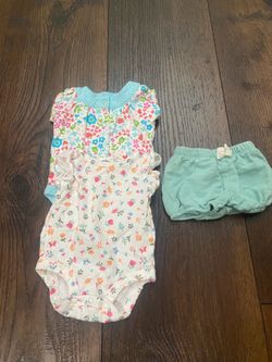 Lot of 3 girls romper shorts and shirt size newborn #22