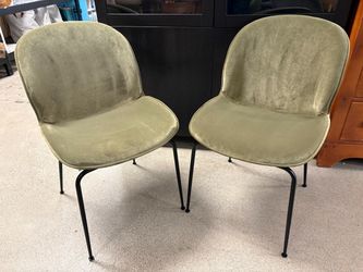 Moss Green Modern Side Chair w/ Black Legs (Set of 2)