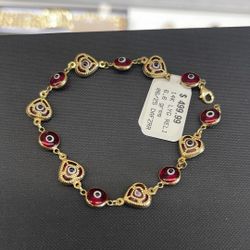 14kt 6.6 Gmrs Red Eye Bracelet 