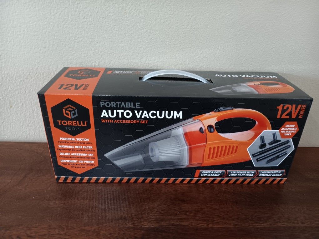 Torelli portable auto vac w/accessory set